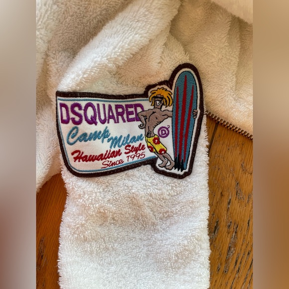 DSQUARED2 Vintage 2005 White Hooded Terry Cloth Cropped Zip Up Runway Jacket 40 - Picture 9 of 14